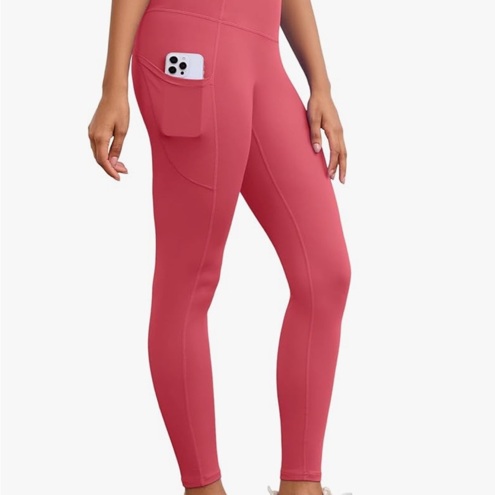 Women's Pink Leggings with Pockets - Size Small